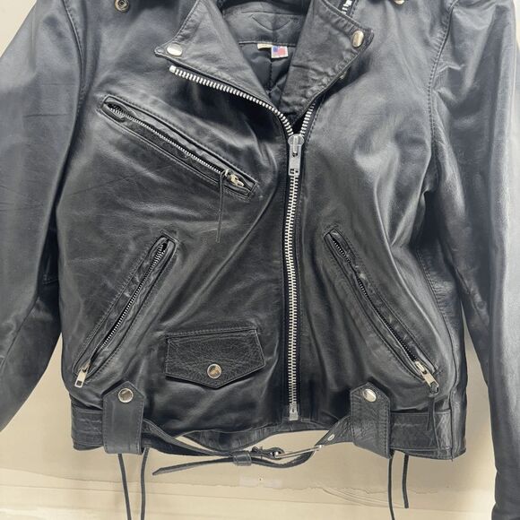 Vintage Harley Davidson Womens Medium Heavy Leather Motorcycle Riding Jacket 80s - Picture 9 of 14
